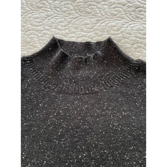 J. Jill Tunic Length Mock Neck Speckled Sweater Black Pullover Casual Size S - Picture 5 of 9